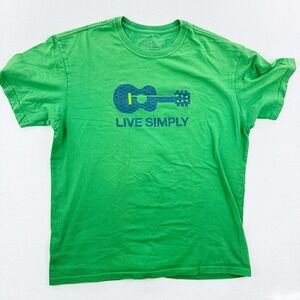 Patagonia Green Tee with Blue Guitar Graphic